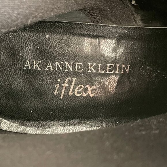 AK Anne Klein Greta iflex Leather Booties Silver Hardware Side Zip Black 8M NWOT - Picture 10 of 13